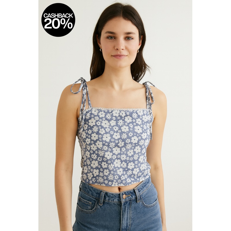 Forever 21 Women’s Light Purple Floral Printed Sleeveless Knit Crop Top | Forever 21 In Lebanon