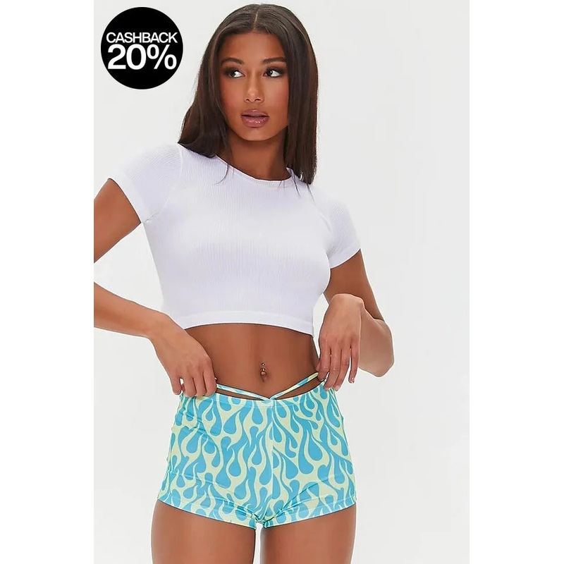 Forever 21 Women’s Pale Blue & Lime Biker Short |Forever 21 In Lebanon