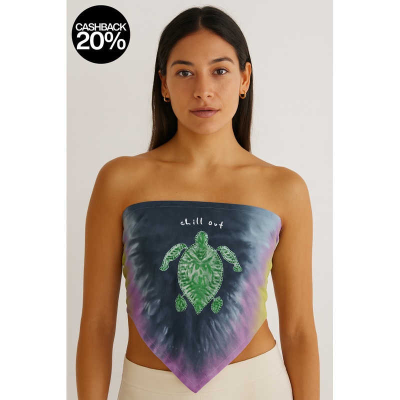 Forever 21 Women’s Tie Dye Strapless Turtle Printed Crop Top | Forever 21 In Lebanon