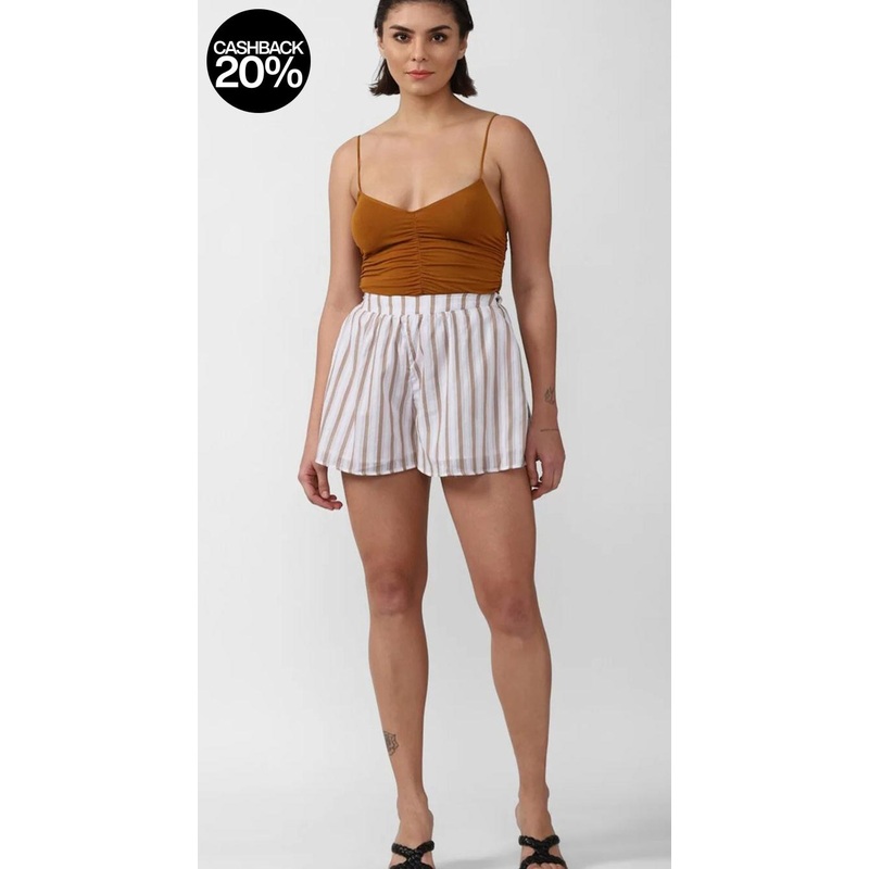 Forever 21 Women’s White & Beige Striped Short | Forever 21 In Lebanon