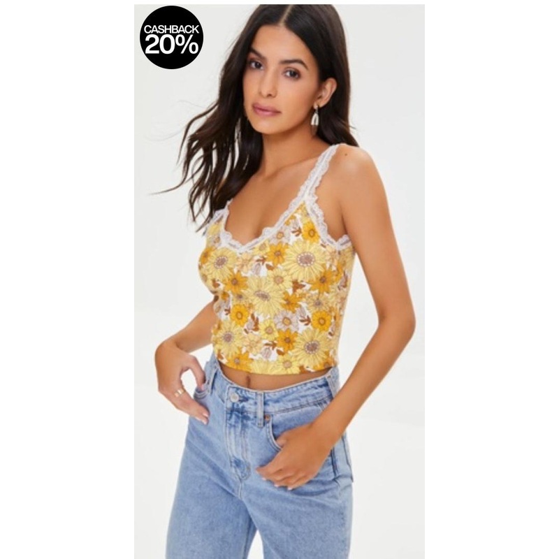 Forever 21 Women’s White Floral Lace Sleeveless V-Neck Crop Top | Forever 21 In Lebanon
