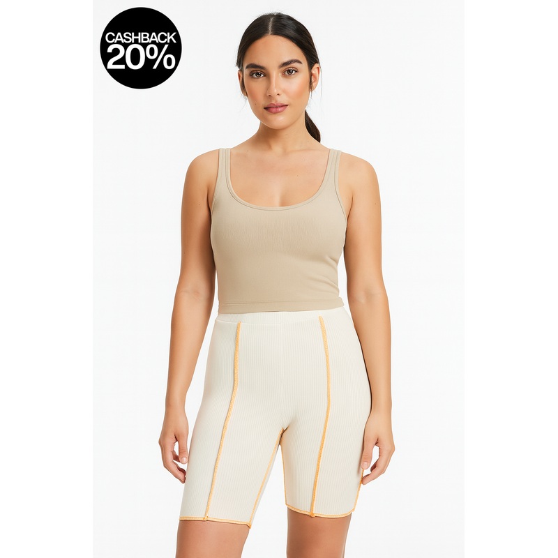 Forever 21 Women’s White & Orange Ribbed Biker Short |Forever 21 In Lebanon