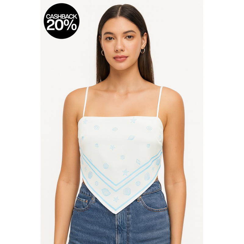 Forever 21 Women’s White Printed Satin Back Tie Sleeveless Crop Top | Forever 21 In Lebanon