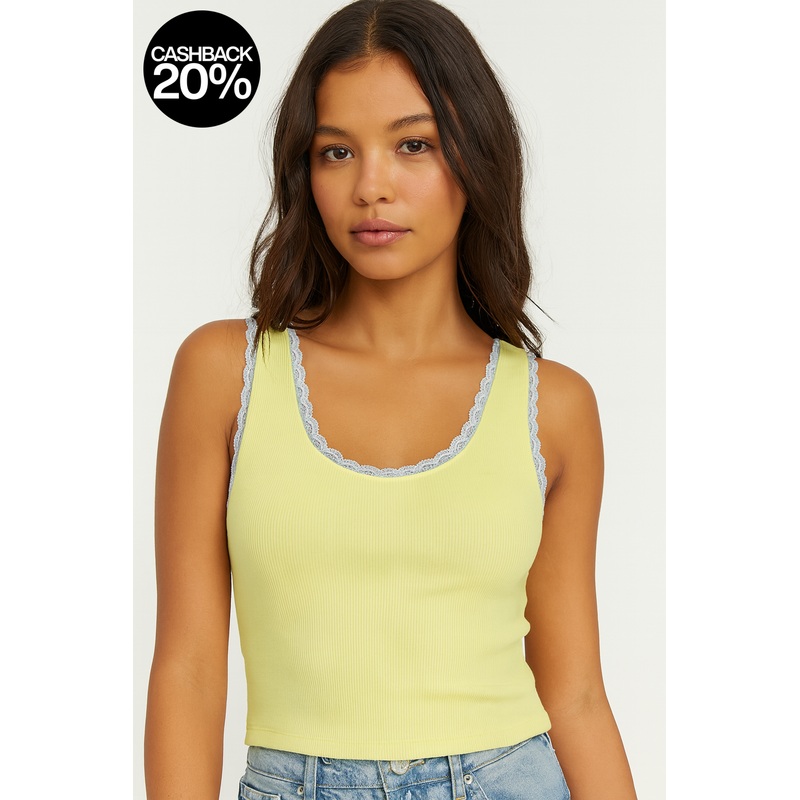 Forever 21 Womens Light Green Ribbed Tank Top |Forever 21 In Lebanon