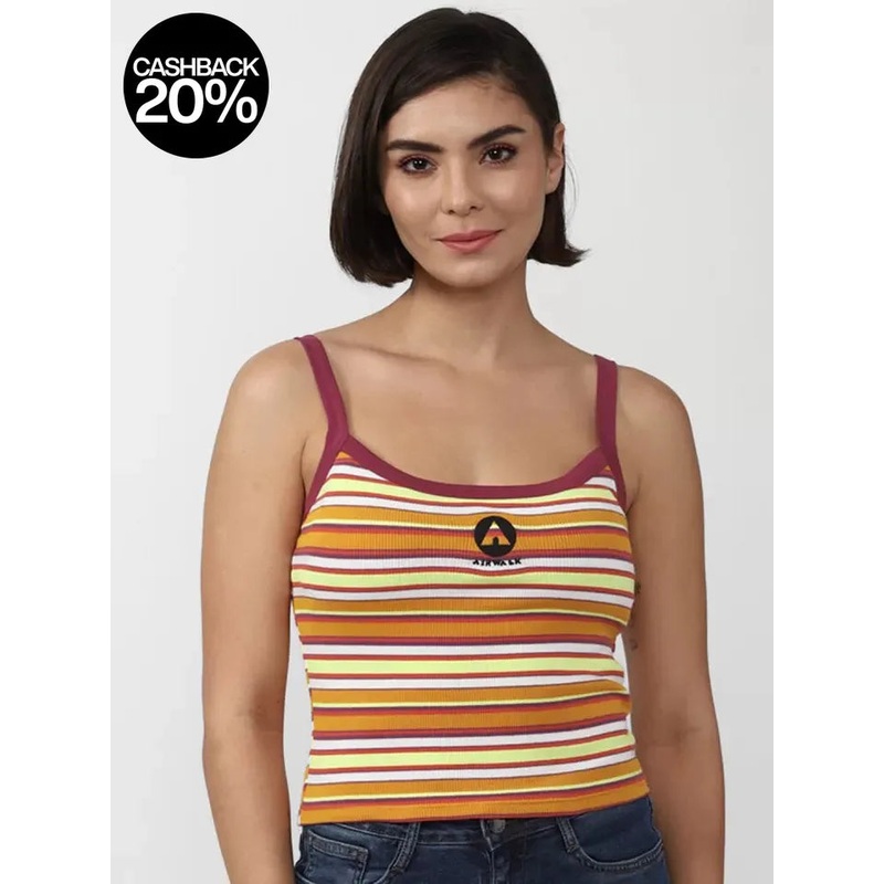 Forever 21 Womens Orange Multi Striped Sleeveless Crop Top  |Forever 21 In Lebanon