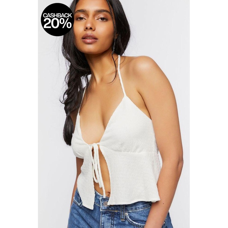 Forever 21 Womens Vanilla Split-Hem Halter Crop Top  |Forever 21 In Lebanon