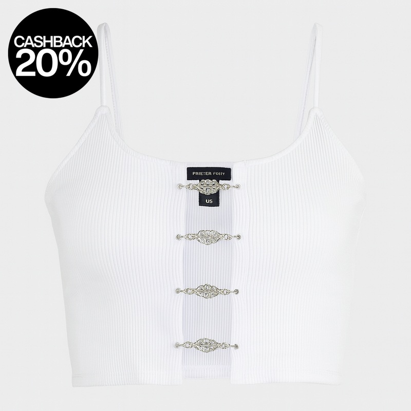 Forever 21 Womens White Ribbed Cut-Out Sleeveless Crop Top |Forever 21 In Lebanon
