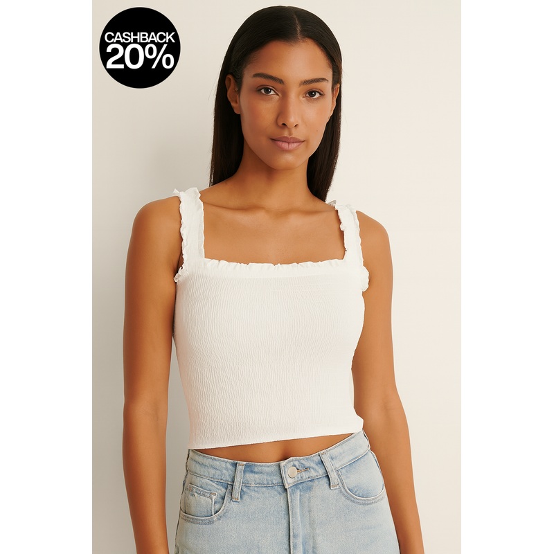 Forever 21 Womens White Ruffle Sleeveless Crop Top  |Forever 21 In Lebanon