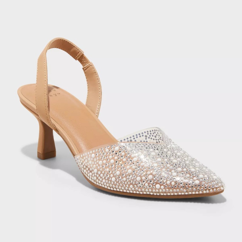 A New Day Women’s Clear Isabel Embellished Slingback Kitten Heels |A New Day In Lebanon