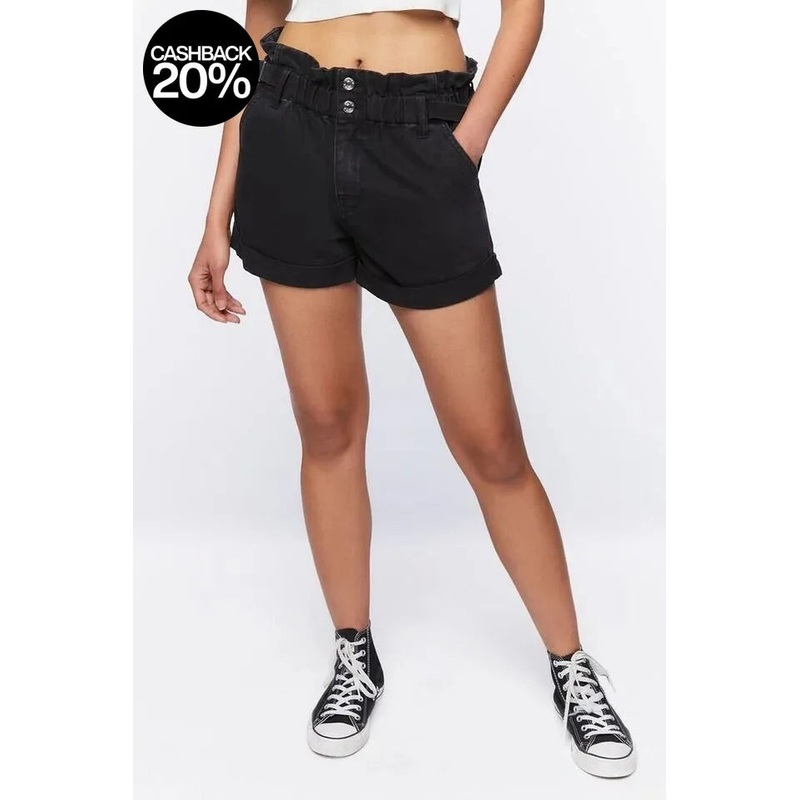 Forever 21 Women’s Black Corduroy Paperbag Denim Short |Forever 21 In Lebanon