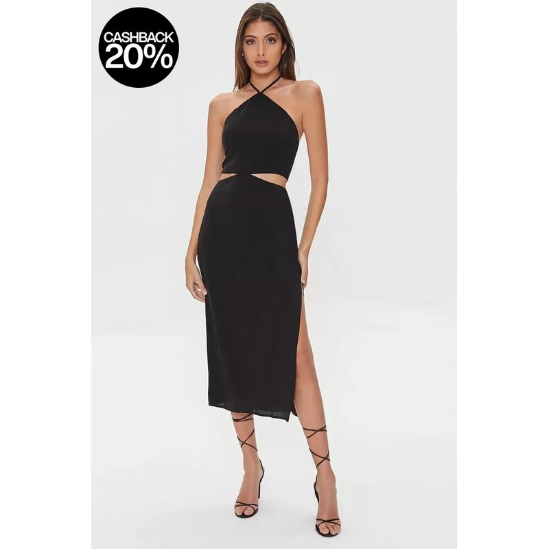 Forever 21 Women’s Black Halter Neck Cut Out Midi Dress | Forever 21 In Lebanon