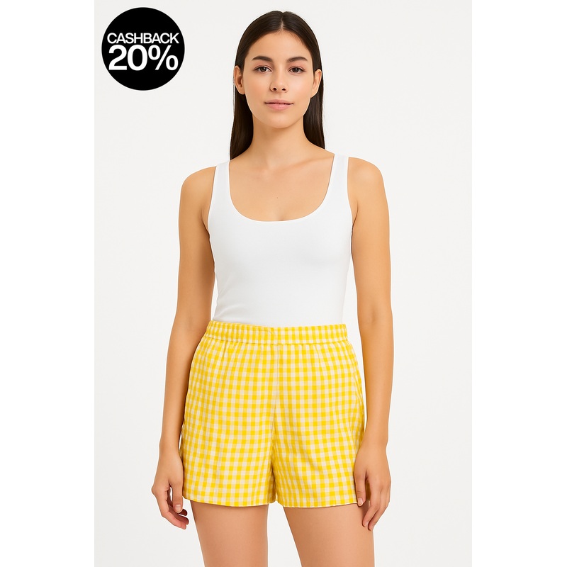 Forever 21 Women’s Yellow & White Checkered Short |Forever 21 In Lebanon