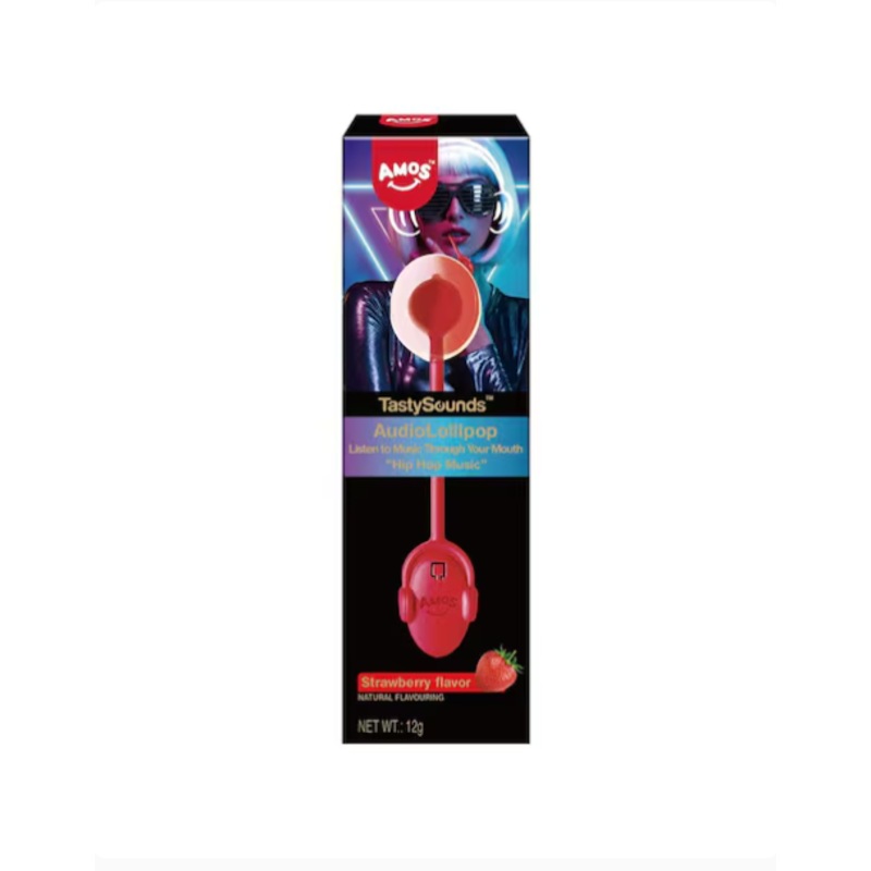 AMOS Tasty Sounds Audio Lollipop Strawberry 12GR | AMOS In Lebanon