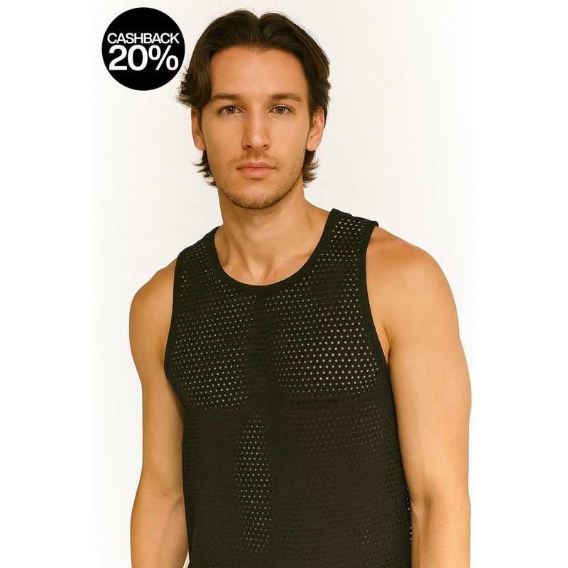 Forever 21 Men’s Black Mesh Sleeveless Tank Top | Forever 21 In Lebanon