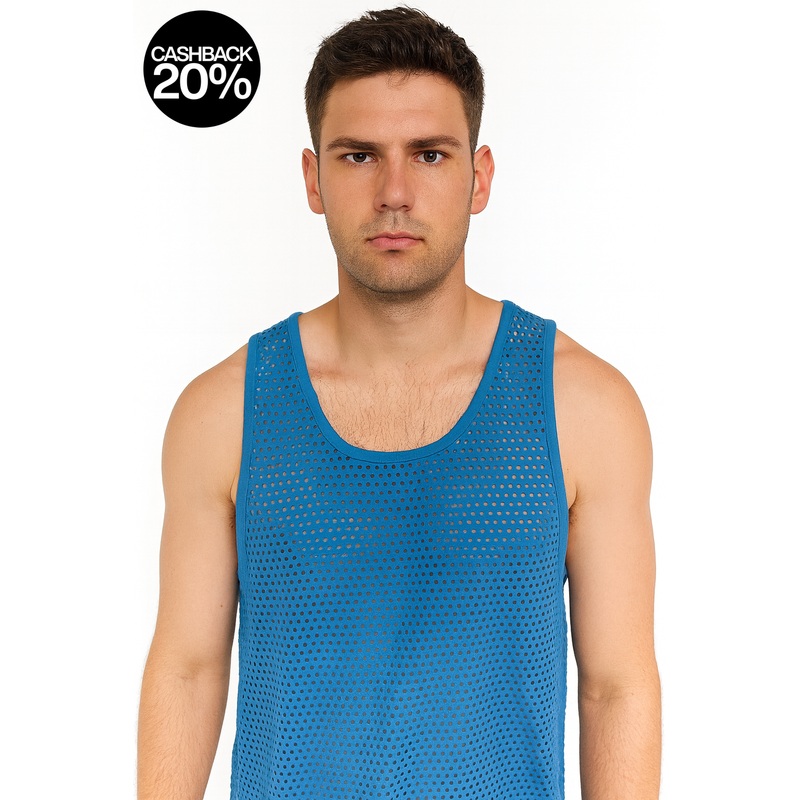 Forever 21 Men’s Blue Mesh Sleeveless Tank Top | Forever 21 In Lebanon