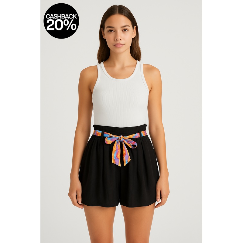 Forever 21 Women’s Black Satin Belted Short | Forever 21 In Lebanon