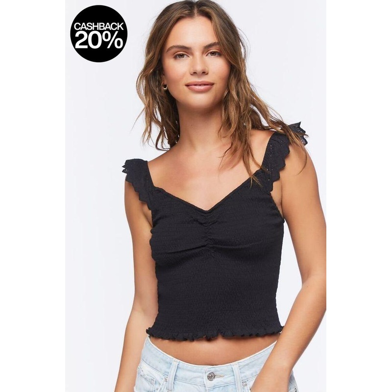 Forever 21 Women’s Black V Neck Sleeveless Crop Top  |Forever 21 In Lebanon