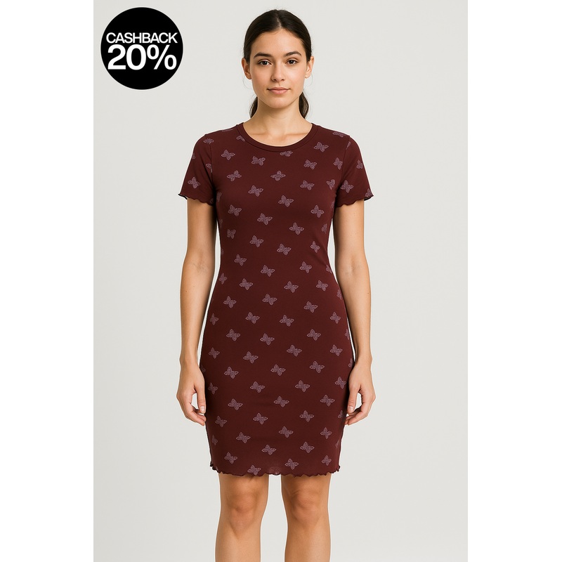 Forever 21 Women’s Burgundy Multi Short Sleeve Dress | Forever 21 In Lebanon