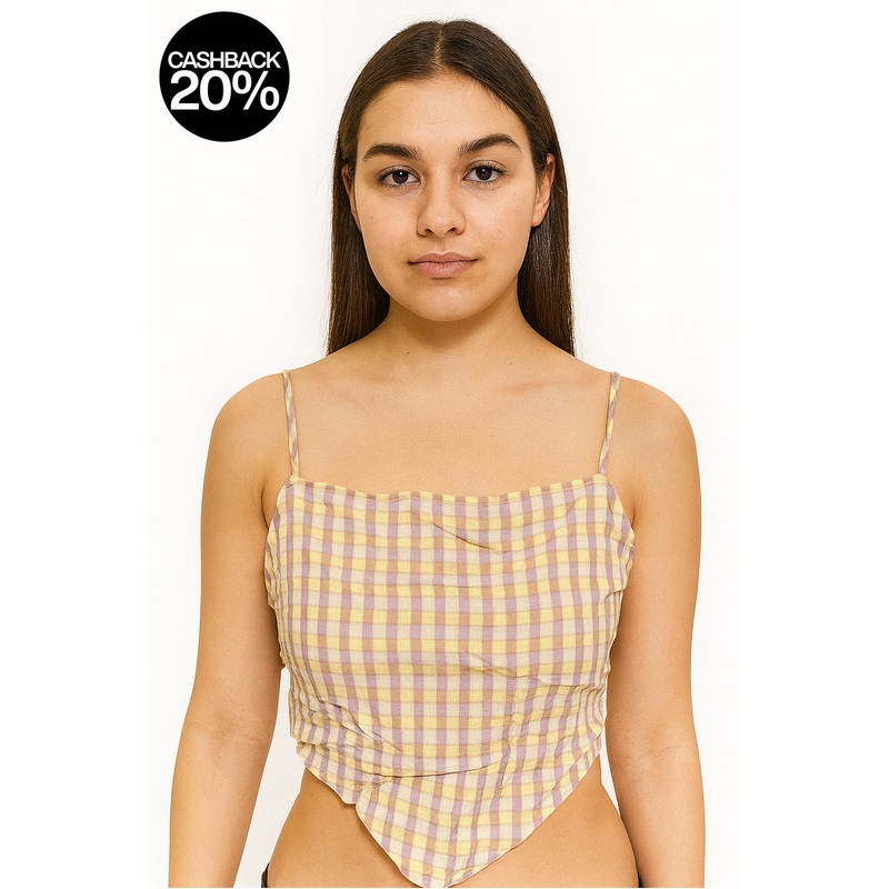 Forever 21 Women’s Checkered Multi Color Sleeveless Open Back Crop Top | Forever 21 In Lebanon