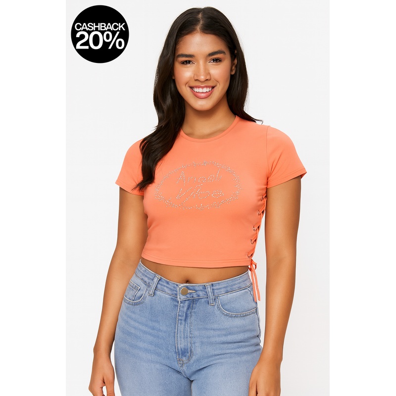 Forever 21 Women’s Coral Crop Top Short Sleeve | Forever 21 In Lebanon