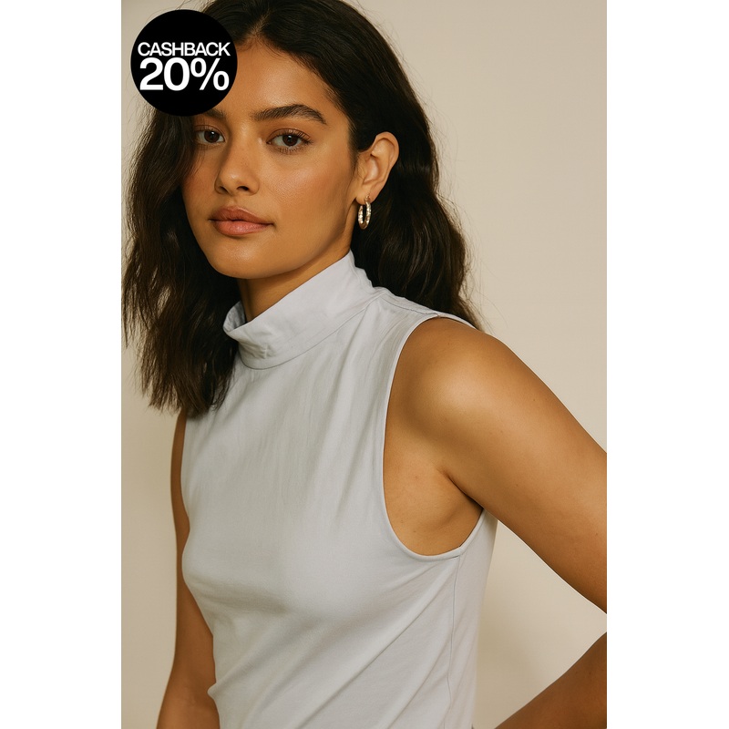 Forever 21 Women’s Light Blue Turtle Neck Short Sleeve Blouse | Forever 21 In Lebanon