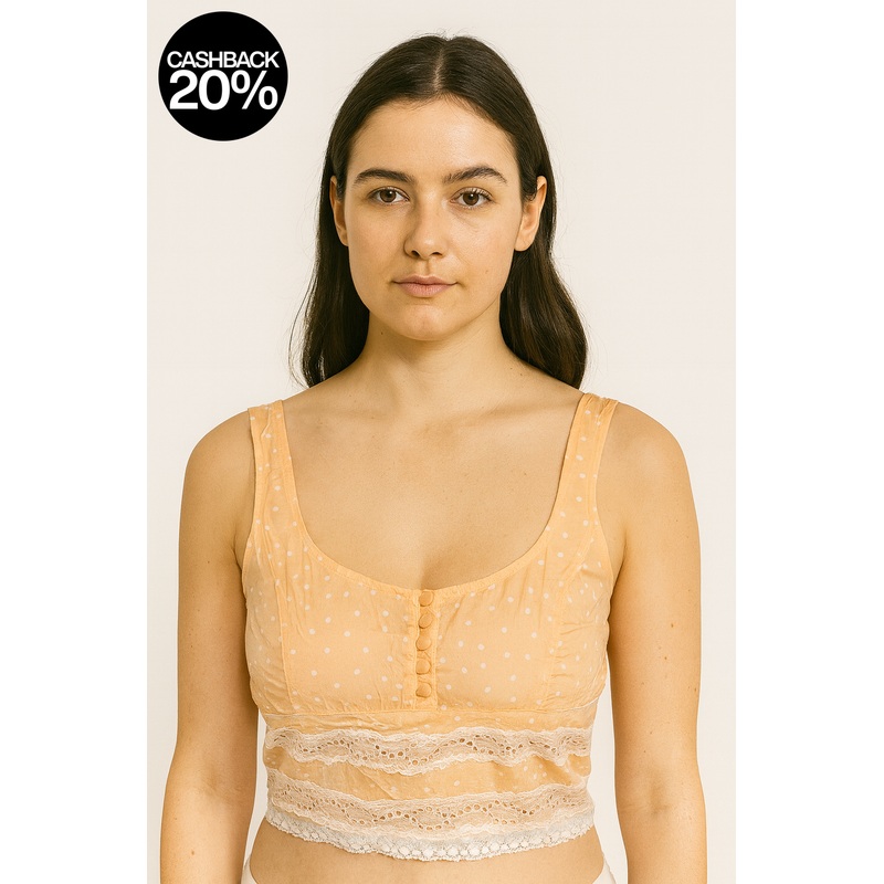 Forever 21 Women’s Peach Polka Dot Sleeveless Crop Top  |Forever 21 In Lebanon