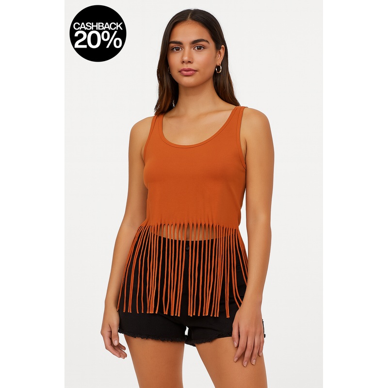 Forever 21 Women’s Peach Sleeveless Tassels Blouse |Forever 21 In Lebanon