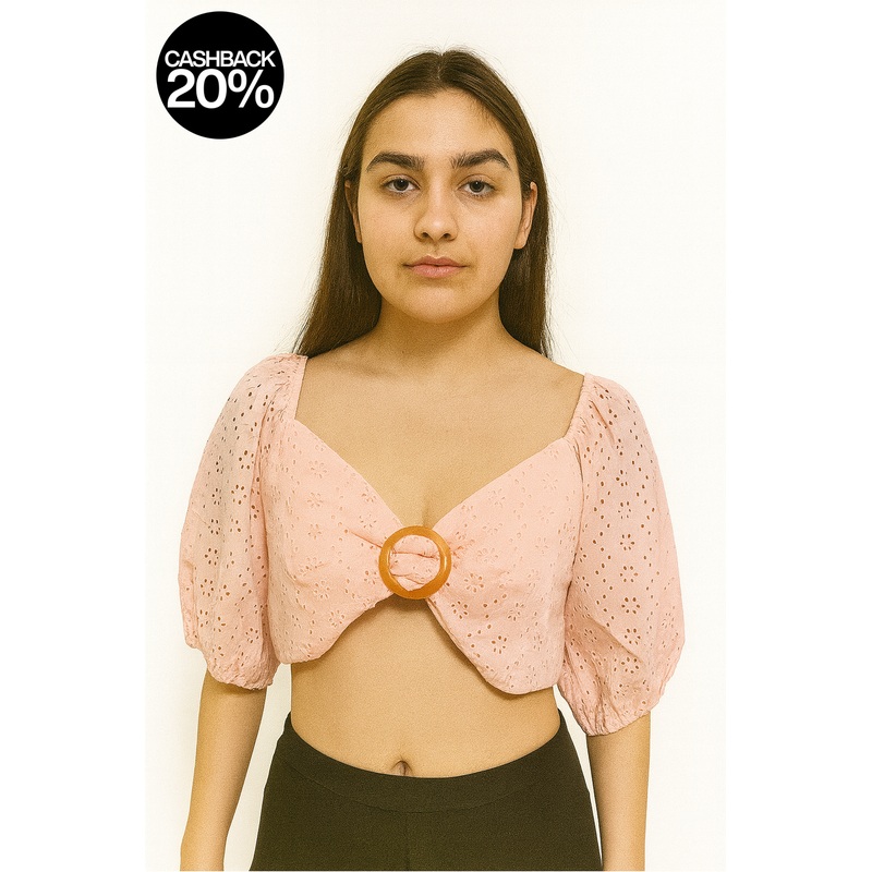 Forever 21 Women’s Pink Eyelet Crop Top | Forever 21 In Lebanon