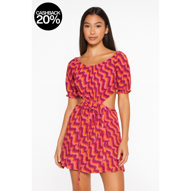 Forever 21 Women’s Pink Mulitcolor Open Back Sleeveless Tie Back Mini Dress | Forever 21 In Lebanon