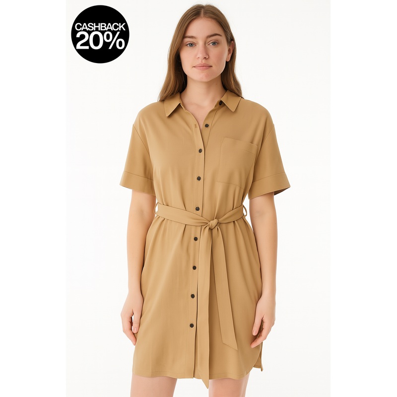 Forever 21 Women’s Beige Midi Shirt Dress |Forever 21 In Lebanon
