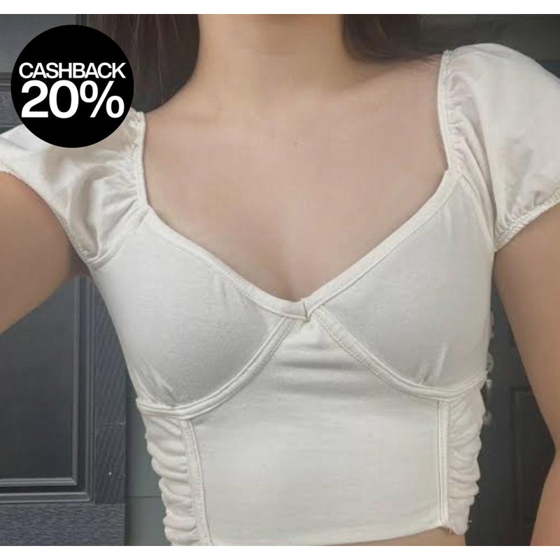 Forever 21 Women’s Beige Short Sleeve Crop Top | Forever 21 In Lebanon
