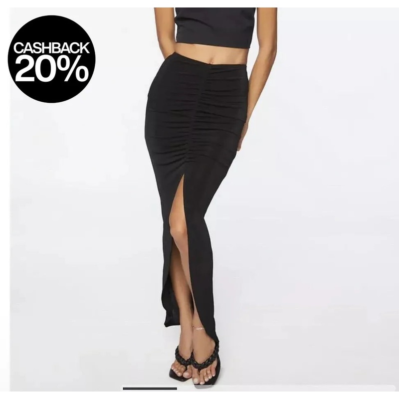 Forever 21 Women’s Black Ruched Maxi Skirt | Forever 21 In Lebanon