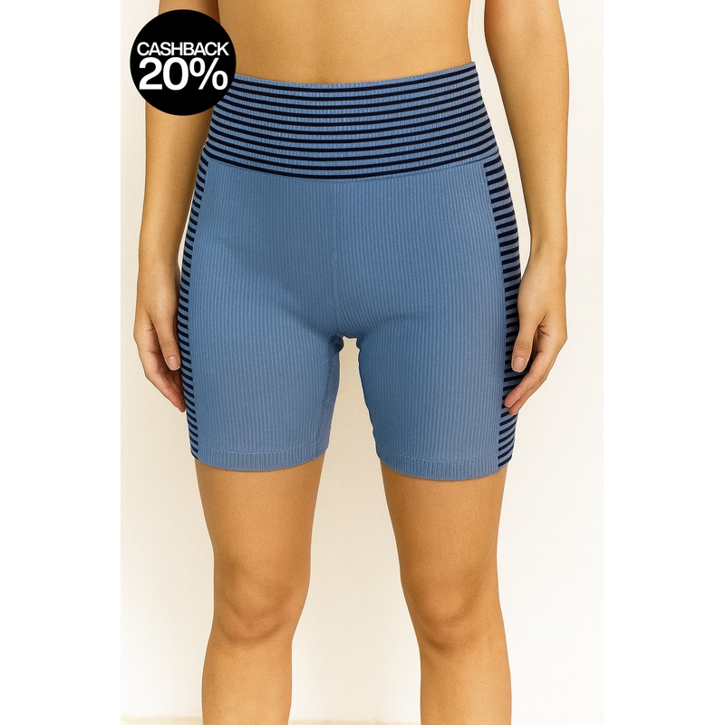 Forever 21 Women’s Blue Striped Biker Short | Forever 21 In Lebanon