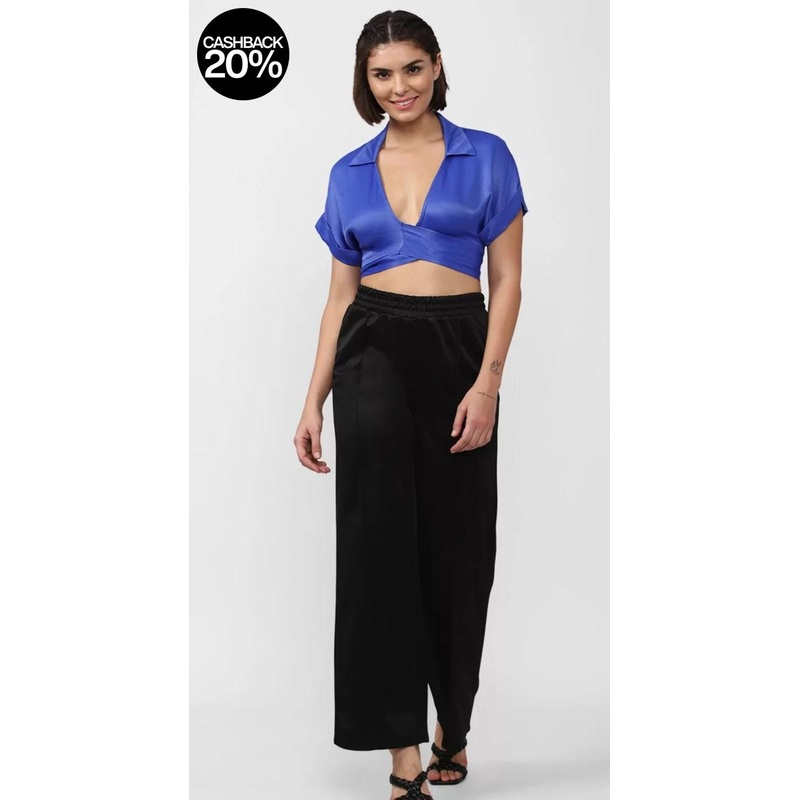 Forever 21 Women’s Dark Blue Short Sleeve Crop Top | Forever 21 In Lebanon