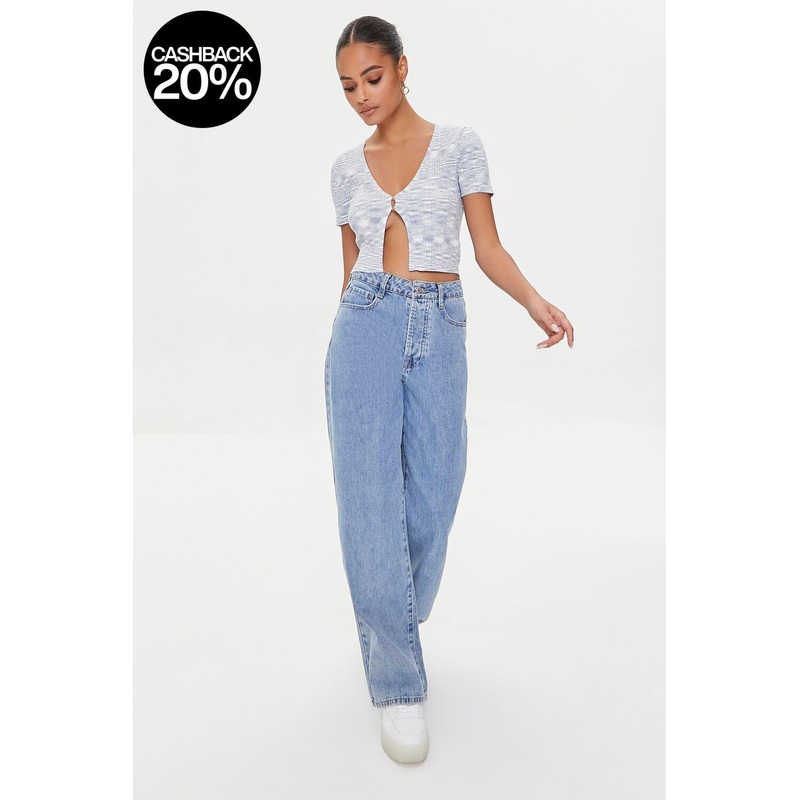 Forever 21 Women’s Grey & White V-Neck Short Sleeve Crop Top | Forever 21 In Lebanon