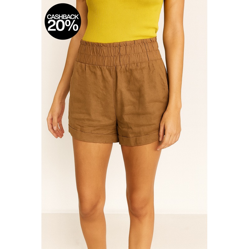 Forever 21 Women’s Khaki Linen Short | Forever 21 In Lebanon