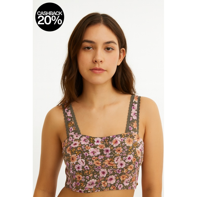 Forever 21 Women’s Multicolor Floral Square Neck Sleeveless Crop Top | Forever 21 In Lebanon