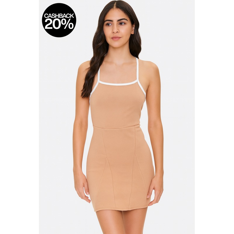 Forever 21 Women’s Tan Open Back Sleeveless Mini Dress | Forever 21 In Lebanon