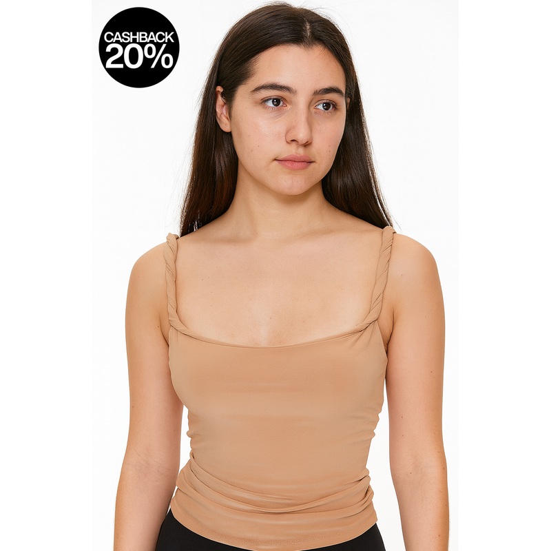 Forever 21 Women’s Tan Square Neck Sleeveless Crop Top | Forever 21 In Lebanon