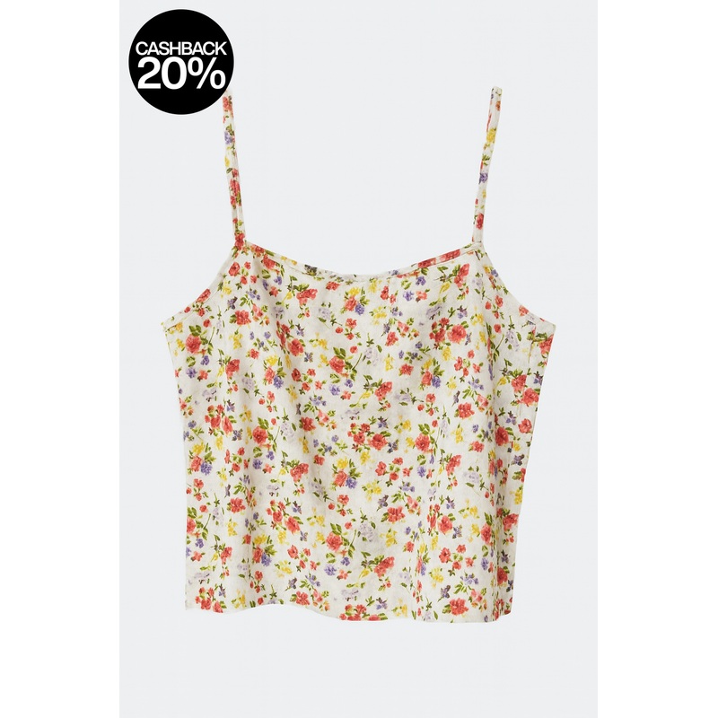 Forever 21 Women’s Vanilla-Multi Floral Printed Sleeveless Blouse  |Forever 21 In Lebanon