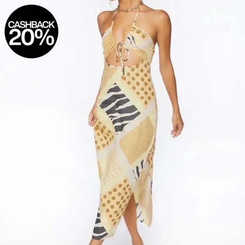 Forever 21 Women’s Yellow Multi Sleeveless Cut Out Dress | Forever 21 In Lebanon