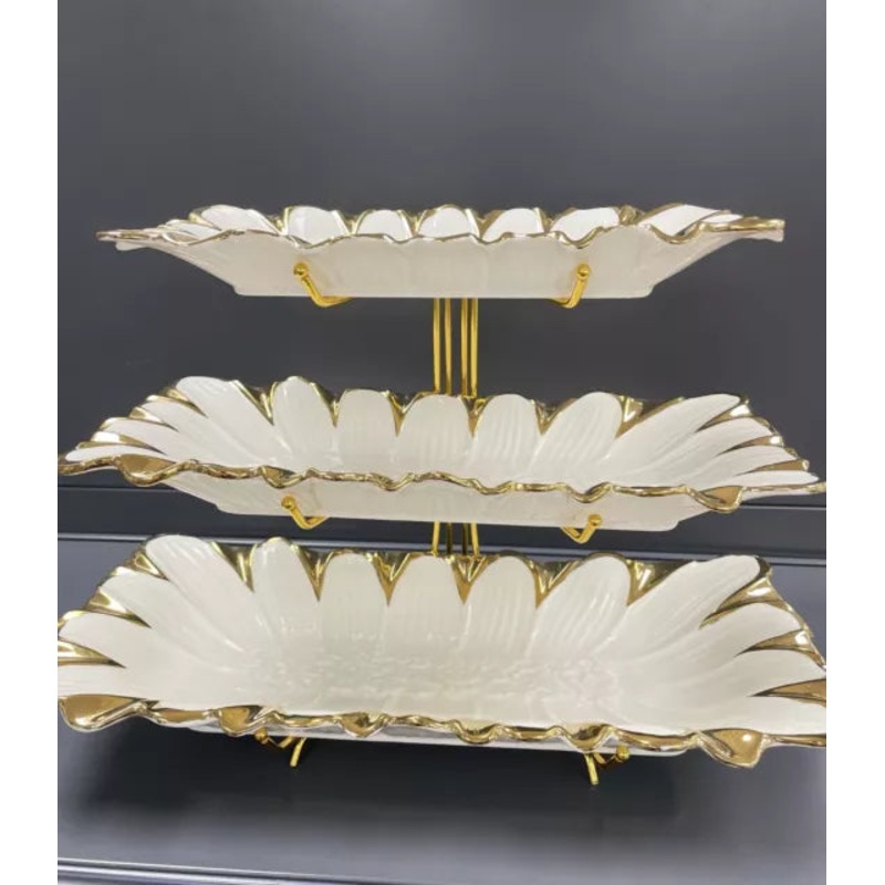 Al Sultan Serving Plates Set 3pcs + Stand HD28-182 | Al Sultan In Lebanon