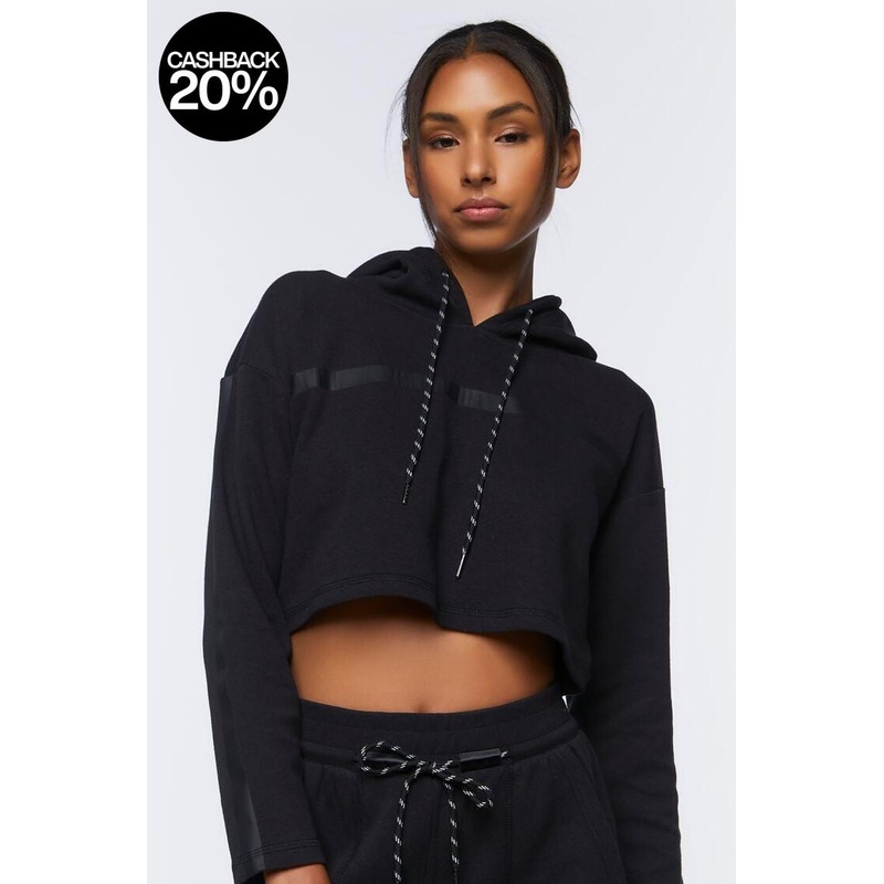 Forever 21 Women’s Black Active Cropped Hoodie | Forever 21 In Lebanon