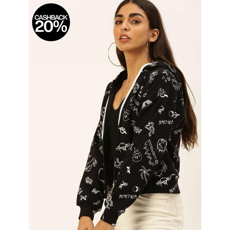 Forever 21 Women’s Black Printed Airwalk Hooded Jacket | Forever 21 In Lebanon