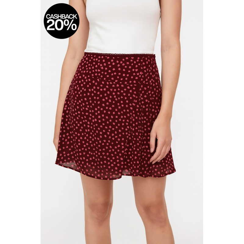 Forever 21 Women’s Burgundy Floral Print Skirt | Forever 21 In Lebanon