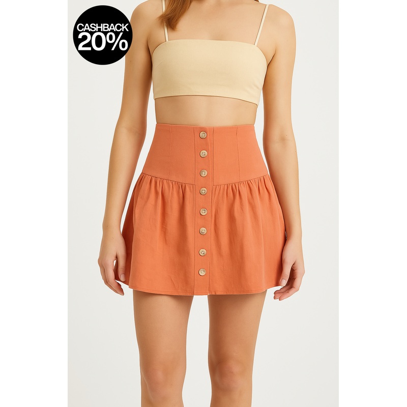 Forever 21 Women’s Coral Botton Up Mini Skirt | Forever 21 In Lebanon