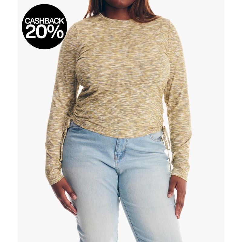 Forever 21 Women’s Green Tie Side Long Sleeve Ruched Blouse |Forever 21 In Lebanon