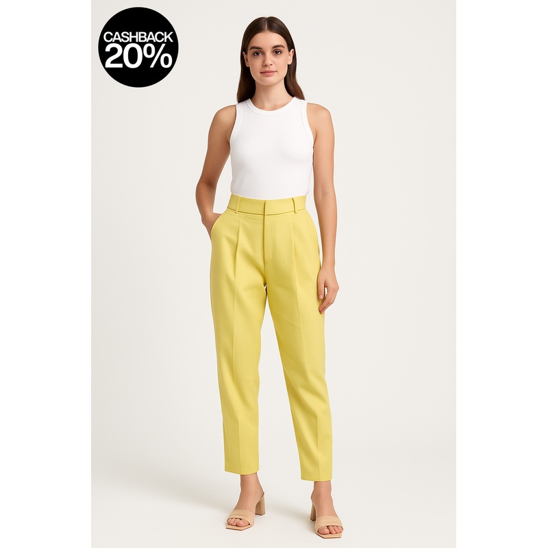Forever 21 Women’s Lime Green Pleated Wide-Leg Cropped Pants | Forever 21 In Lebanon