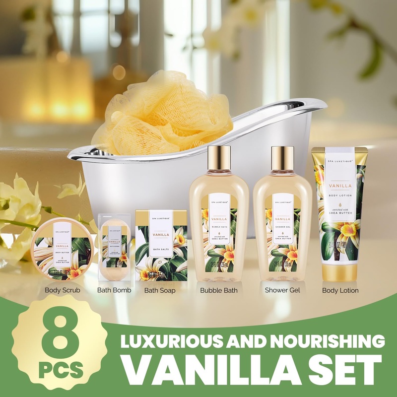 Spa Luxetique Women’s Vanilla Spa Gift Set 8pcs | Spa Luxetique In Lebanon