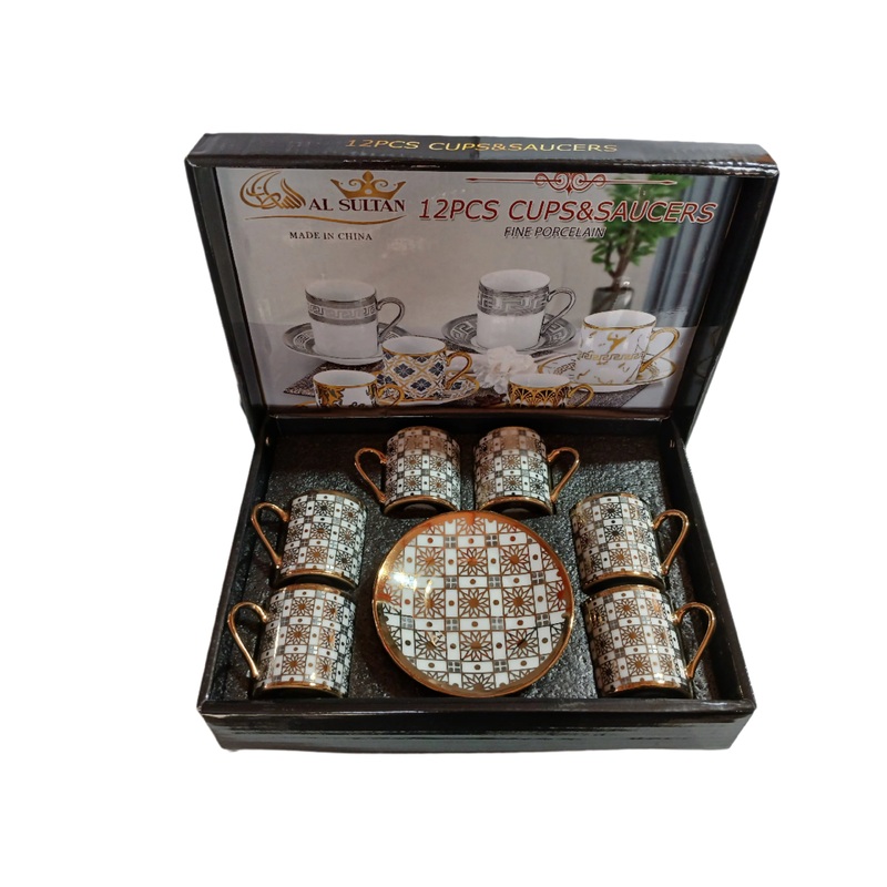 Al Sultan Fine Porcelain Coffee Cups 6pcs + Saucers 6pcs HD26-146 | Al Sultan In Lebanon